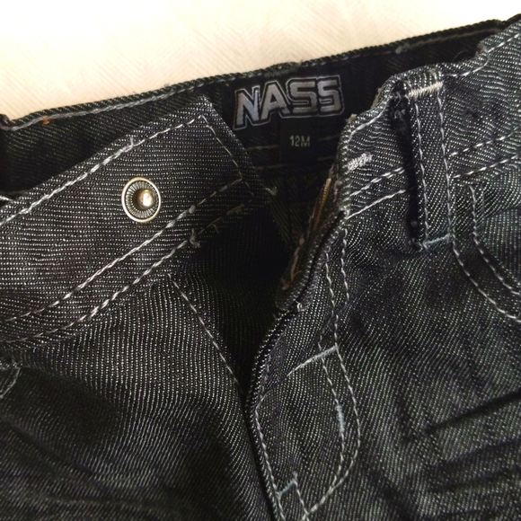 NASS distressed black straight leg denim jeans 12 months baby boy - Picture 5 of 9
